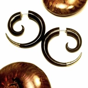 Water Baffalo Horn Spiral Earrings
